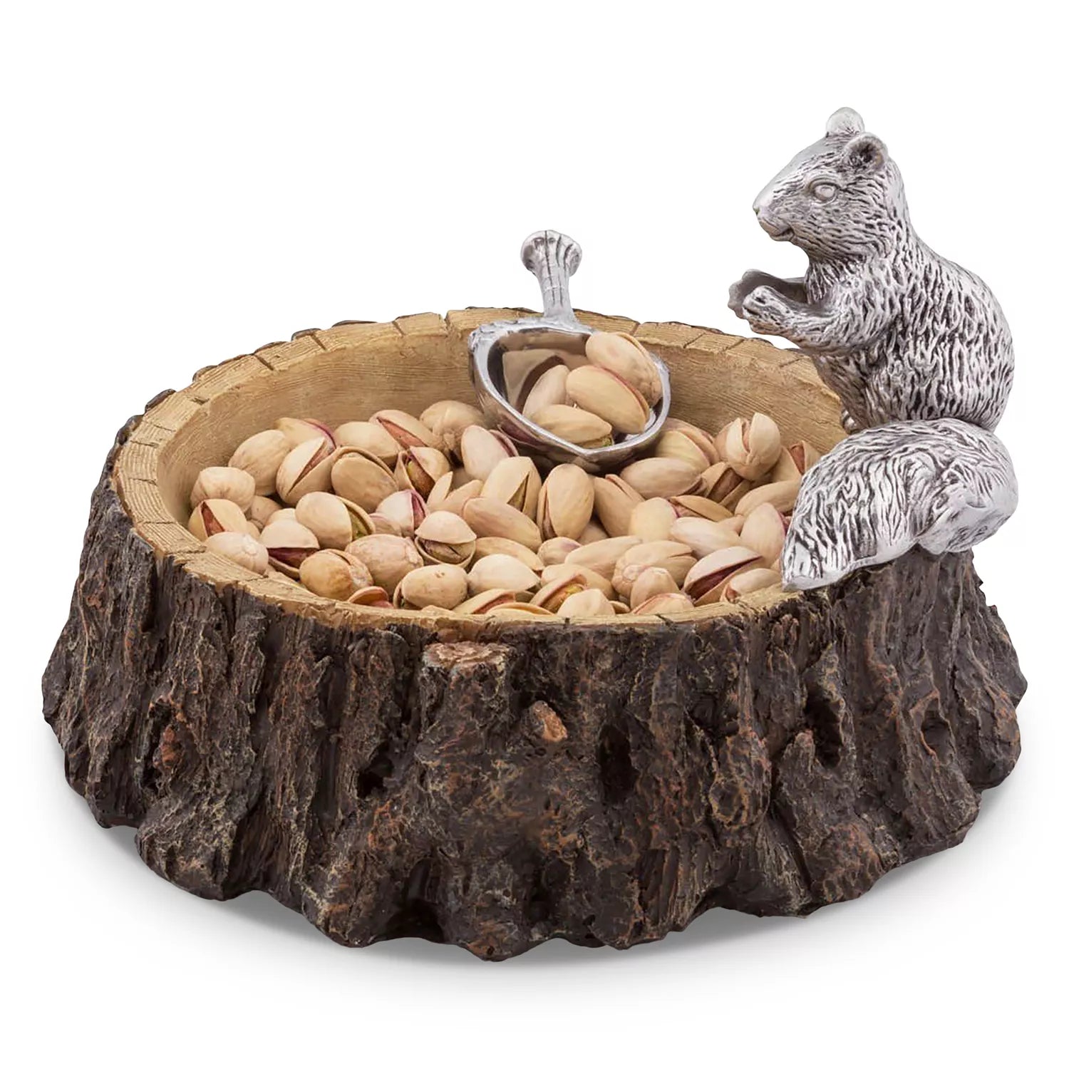 Leaf Nut Bowl with Standing Squirrel