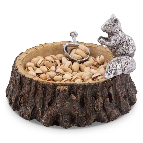 Leaf Nut Bowl with Standing Squirrel