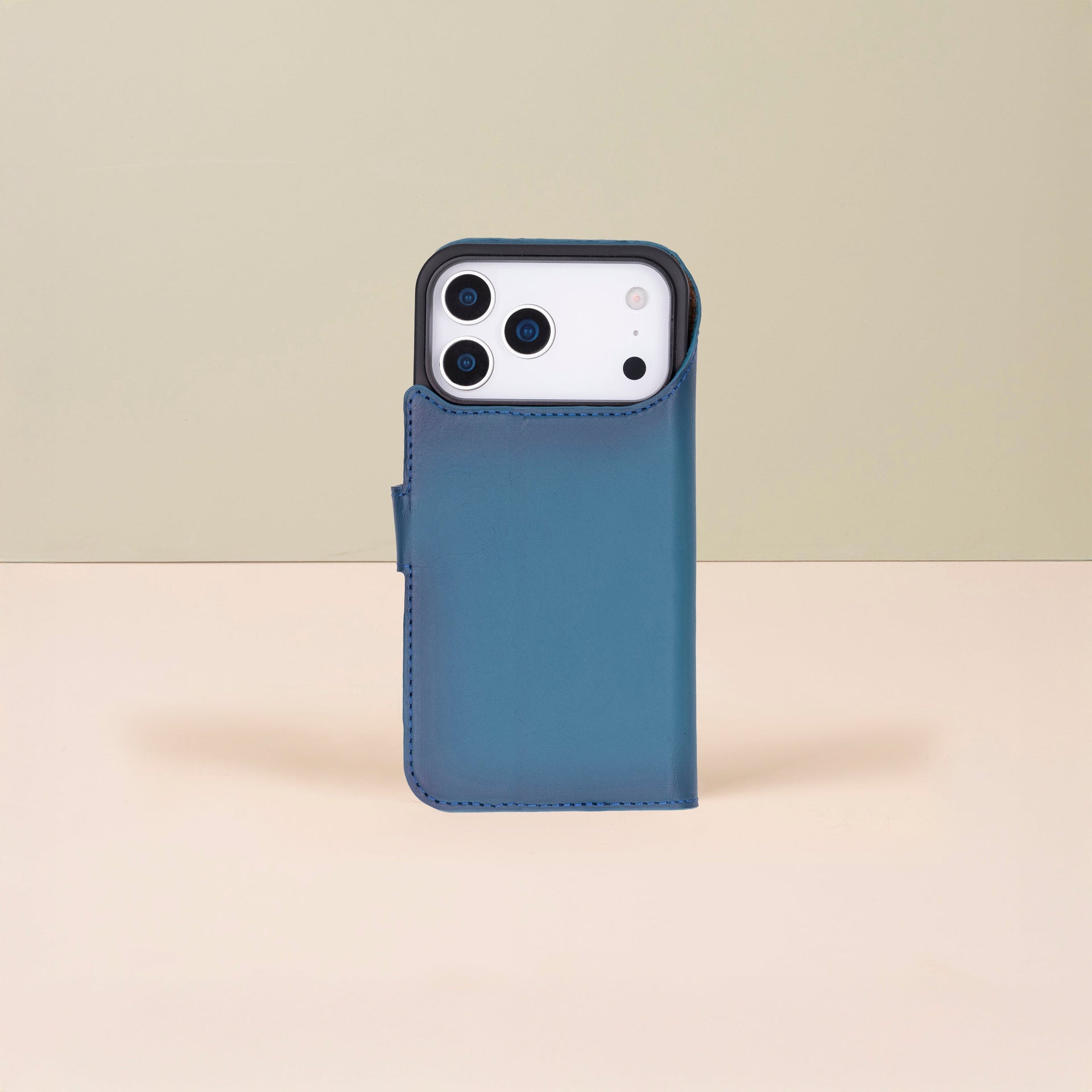 Leather iPhone 17 Pro Max Wallet Case – Blue - Austin