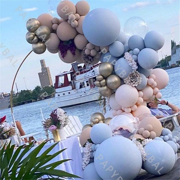 125Pcs Perfect Yellow Rose Blue Double Layer Gold Arch Garland Balloons Kit For Wedding Summer Party Decor Birthday Bridal Showers Gender Reveals Ballons Decoration