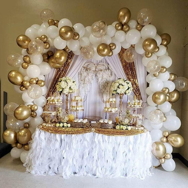 125pcs White Gold Chrome Metallic Latex Balloons for Wedding Birthday Christmas Party Decor Bridal Showers Baby Showers Luxury Party Birthday Wedding Ballon Decoration