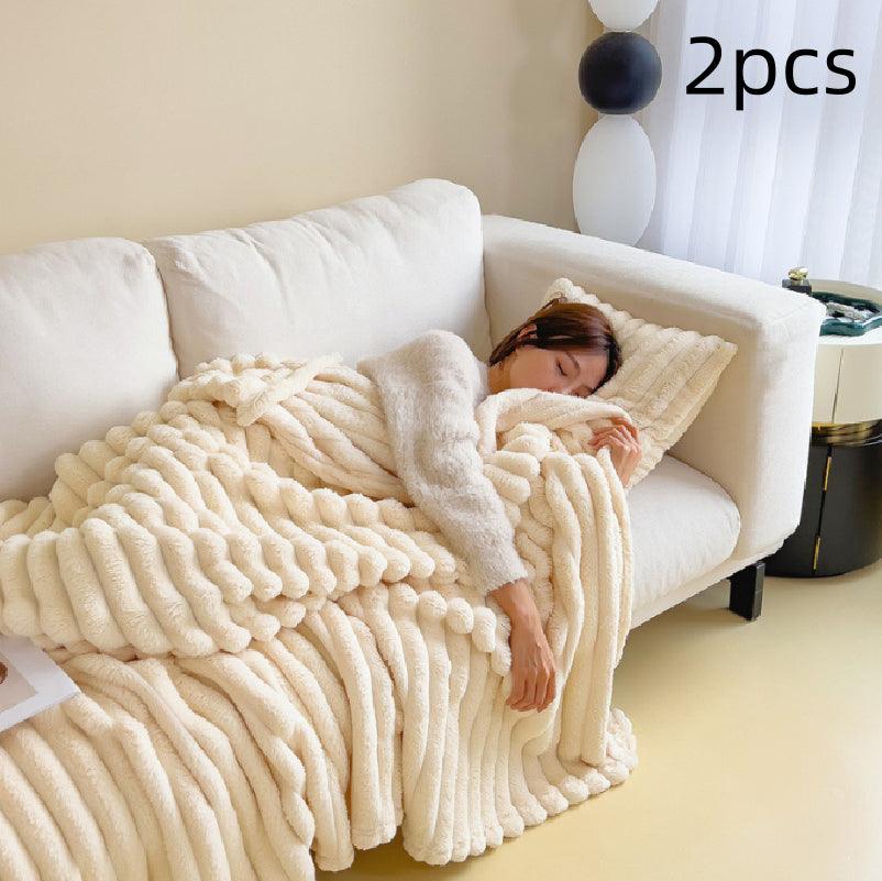Soft Wind Bubble Velvet Blanket Warm Solid Rabbit Fur Blankets Double-sided Thickening Cover Throw Warm Fur Blanket