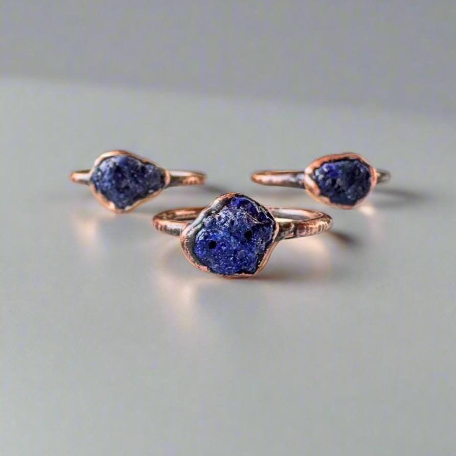 Copper Azurite Ring For Intuition And Clarity | By Blackbird & Sage