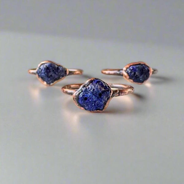 Copper Azurite Ring For Intuition And Clarity | By Blackbird & Sage