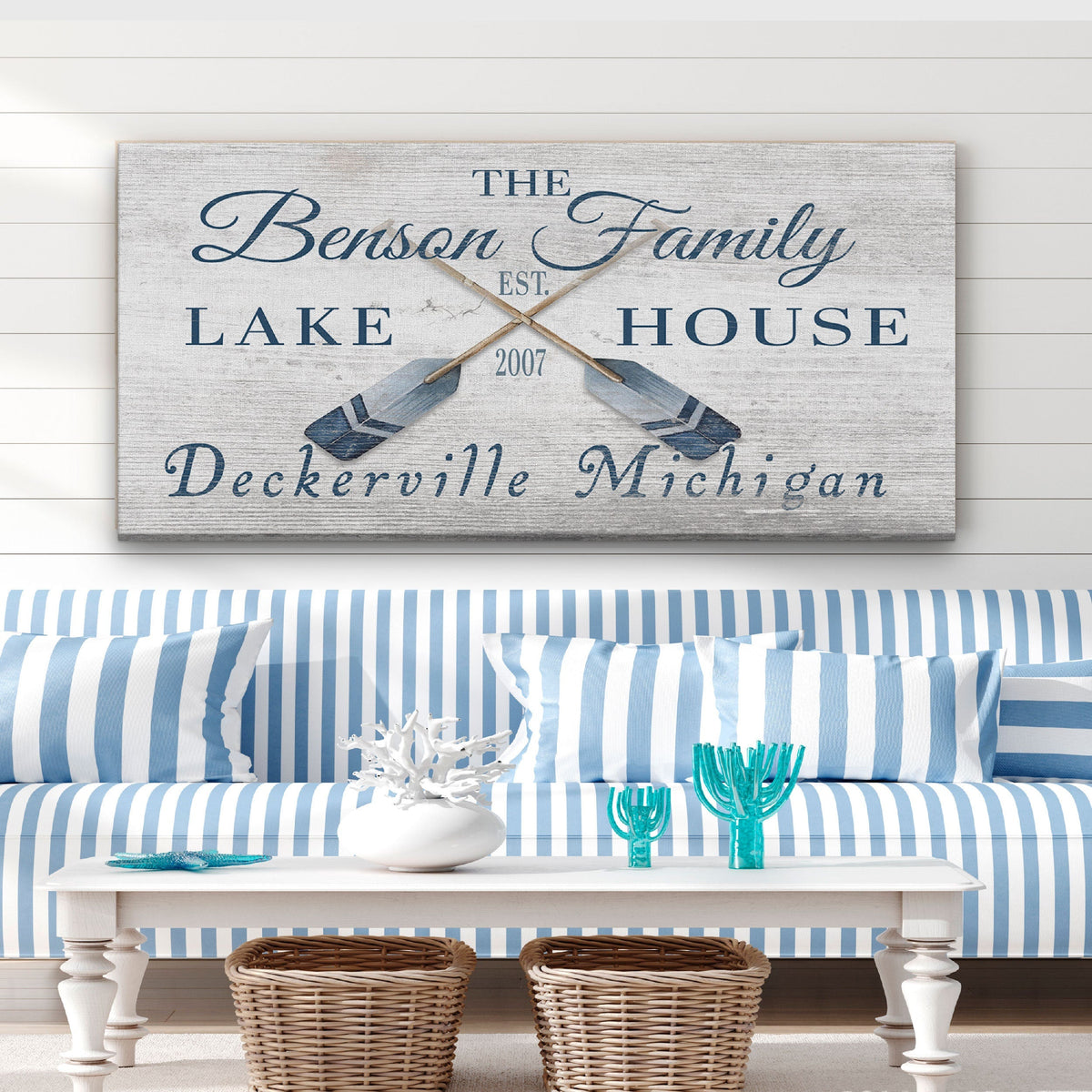 Longitude Latitude Personalized Coordinates Sign, With, Rustic Oars Paddles