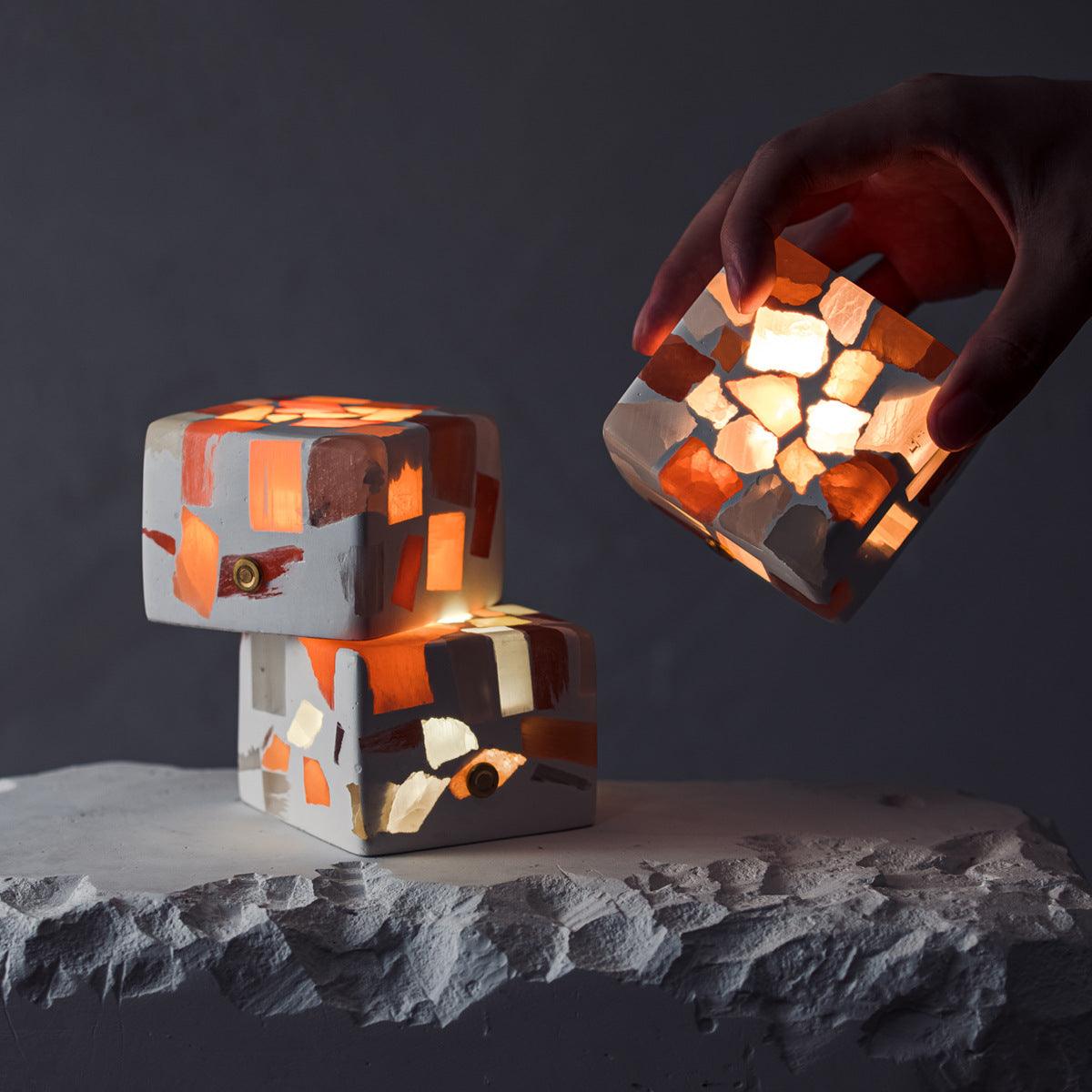 Handmade Bedside Table Lamp Cubes Fragile
