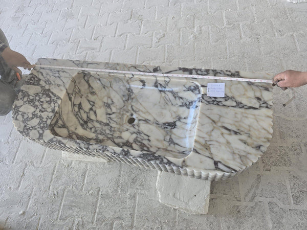 Calacatta Viola Marble Wall-mount Bathroom Vanity carved from Solid Block (W)20