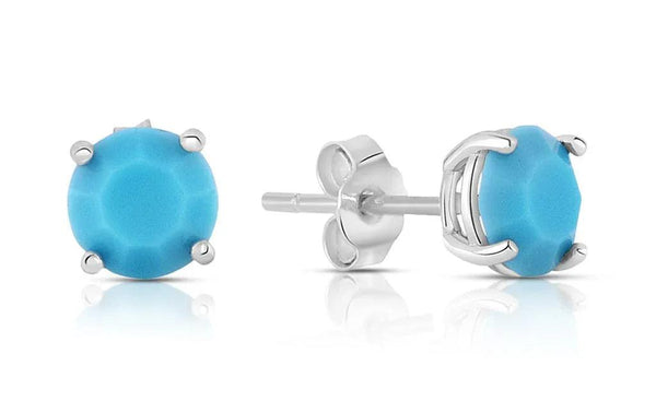 925 Sterling Silver Turquoise Round Studs - Gifts for You 'n Me