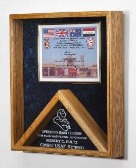 Large Military Flag Shadow Box and Medal Display 18