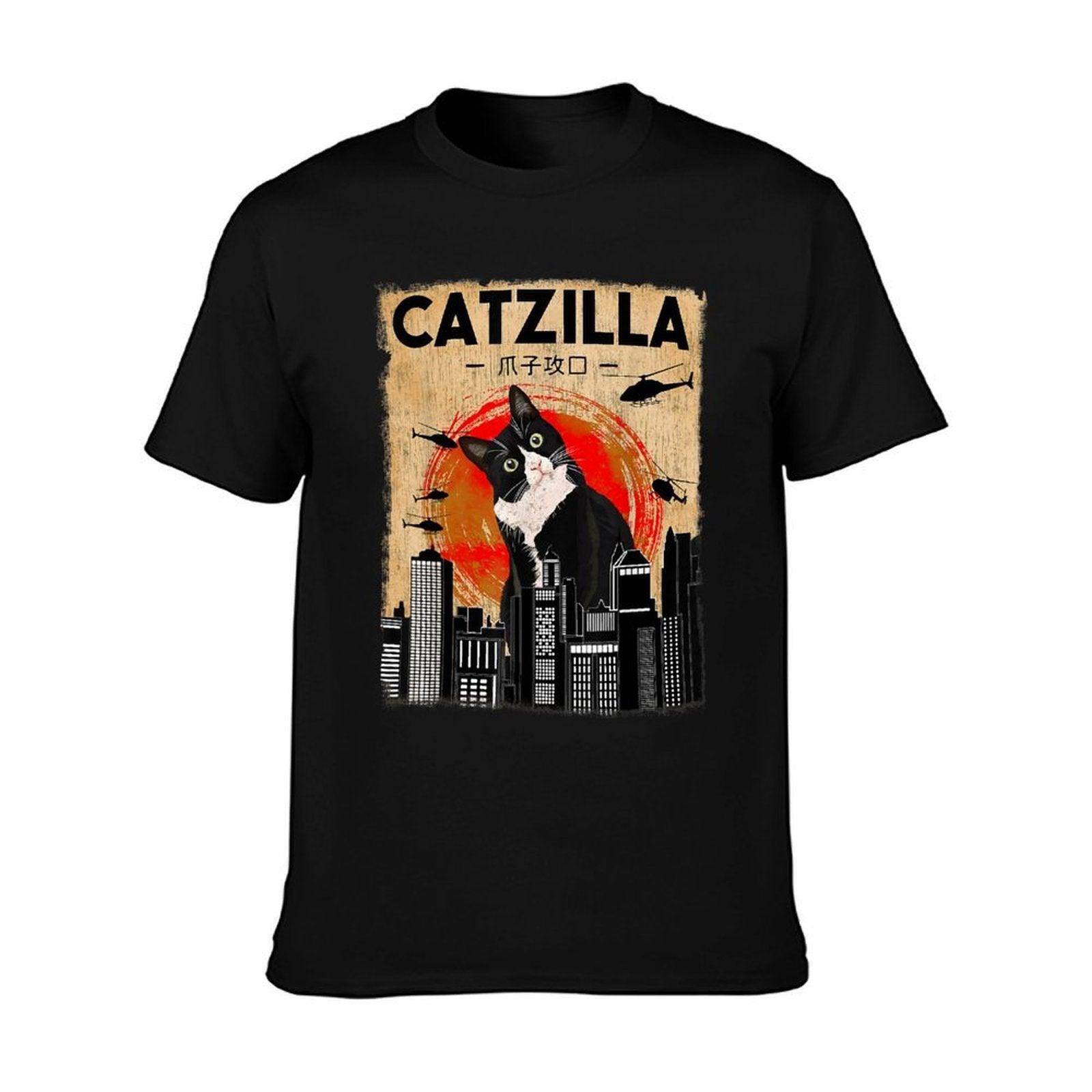 Vintage Catzilla - Funny Tuxedo Cat And Kitten T-Shirt