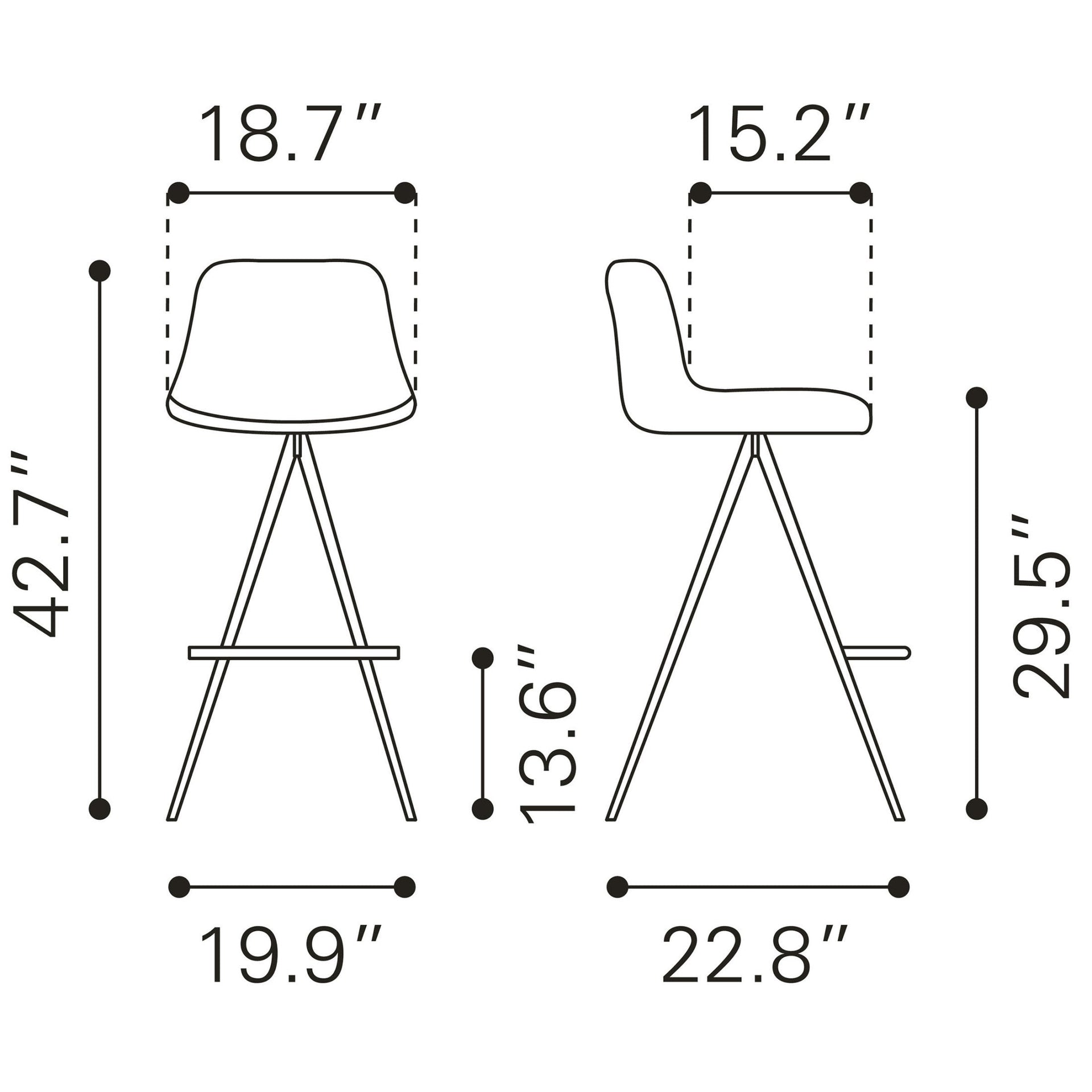 Aki Barstool (Set of 2) White & Walnut