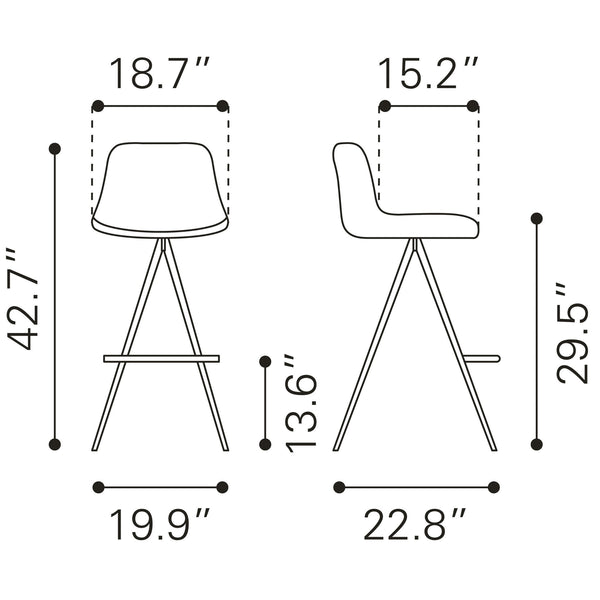 Aki Barstool (Set of 2) White & Walnut