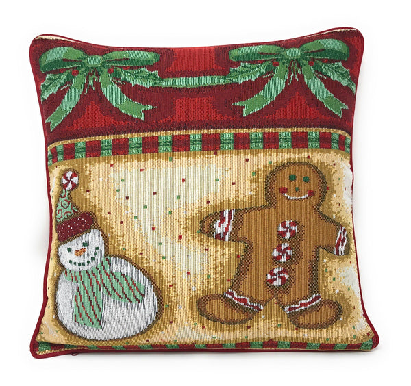 DaDa Bedding Set of 4 Pieces - Magical Santa Snowman Gingerbread Christmas Holiday Tapestry Throw Pillow Covers Bundle Pack - 16