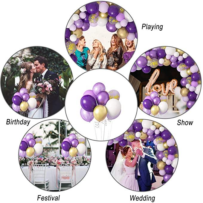 129Pcs Purple And Gold Balloons For Happy Birthday Foil Balloons Banner Circle Dots Garland Birthday Party Decorations Birtdhay Ballons Decoration