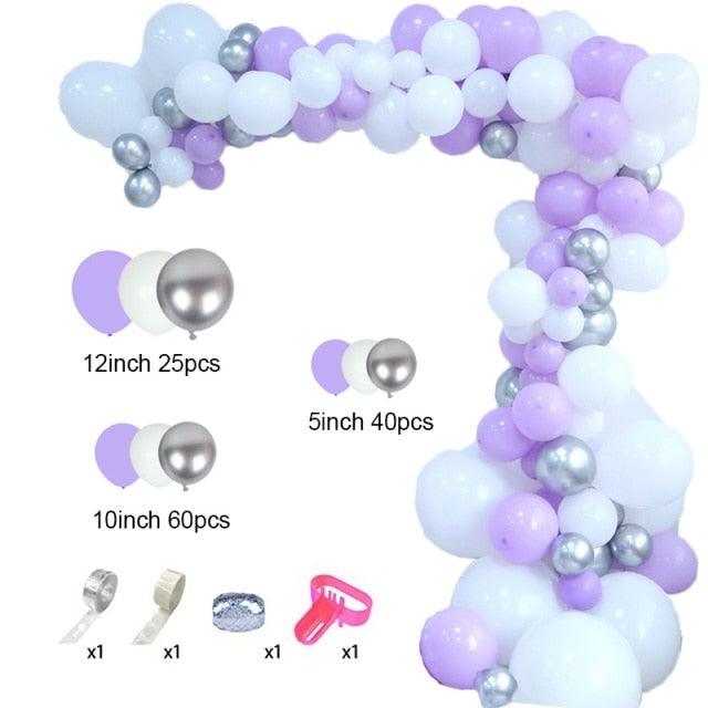 129Pcs Purple And Gold Balloons For Happy Birthday Foil Balloons Banner Circle Dots Garland Birthday Party Decorations Birtdhay Ballons Decoration