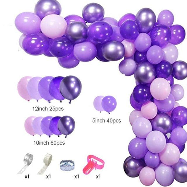 129Pcs Purple And Gold Balloons For Happy Birthday Foil Balloons Banner Circle Dots Garland Birthday Party Decorations Birtdhay Ballons Decoration
