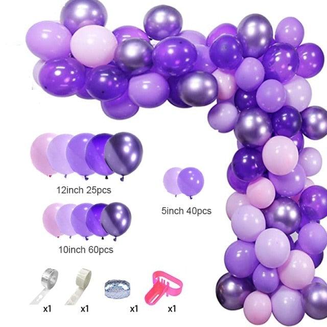 129Pcs Purple And Gold Balloons For Happy Birthday Foil Balloons Banner Circle Dots Garland Birthday Party Decorations Birtdhay Ballons Decoration