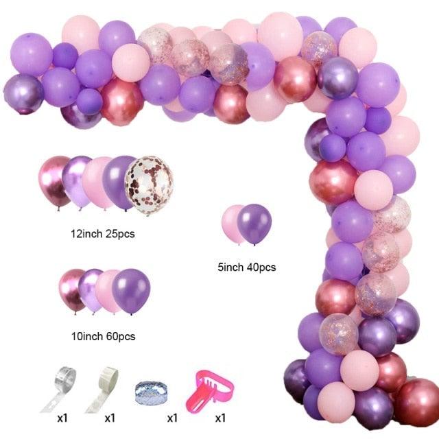 129Pcs Purple And Gold Balloons For Happy Birthday Foil Balloons Banner Circle Dots Garland Birthday Party Decorations Birtdhay Ballons Decoration