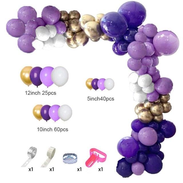 129Pcs Purple And Gold Balloons For Happy Birthday Foil Balloons Banner Circle Dots Garland Birthday Party Decorations Birtdhay Ballons Decoration