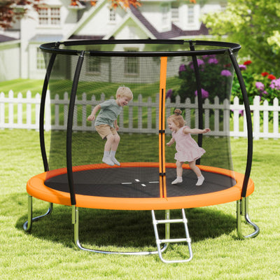 12FT Outdoor Trampoline Heavy-Duty Recreational Trampoline with Safety Enclosure Net-Orange