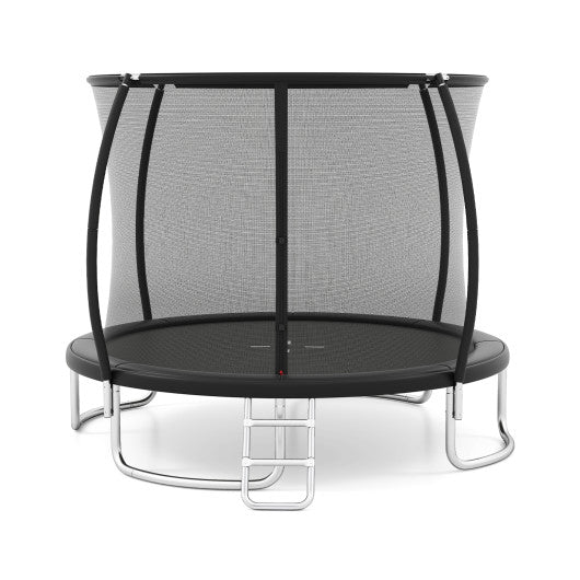 12FT Outdoor Trampoline Heavy-Duty Recreational Trampoline with Safety Enclosure Net-Black