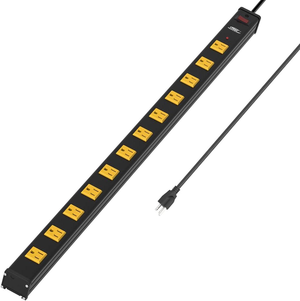 CRST 12-Outlet Metal Power Strip Surge Protector — 1800J, 2.6