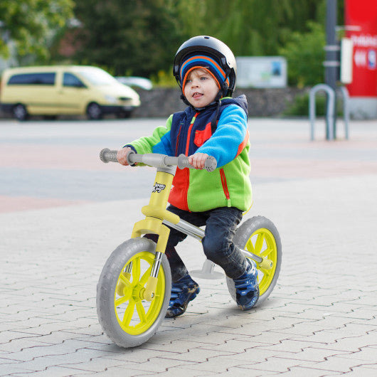 12 Inch Balance Bike with Adjustable Seat and Rotatable Handlebar-Green