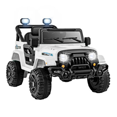 12V Kids Ride on Truck Car with Remote Control Threaded Wheels and 3 Speeds-White