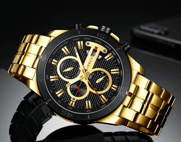 Men's Waterproof  Watch With Chronometers Day View And Fluorescent Hands Unique  Luxury Design  Perfect Gift