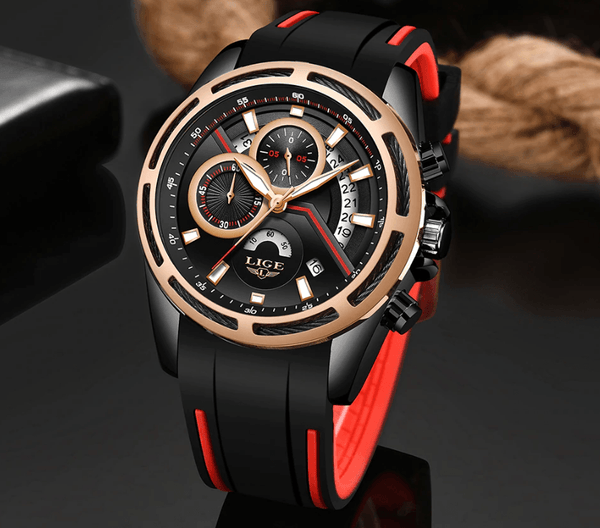 Men's Waterproof Modern Watch With Rubber Straps Multifunction Watches Unique Design Perfect Gift