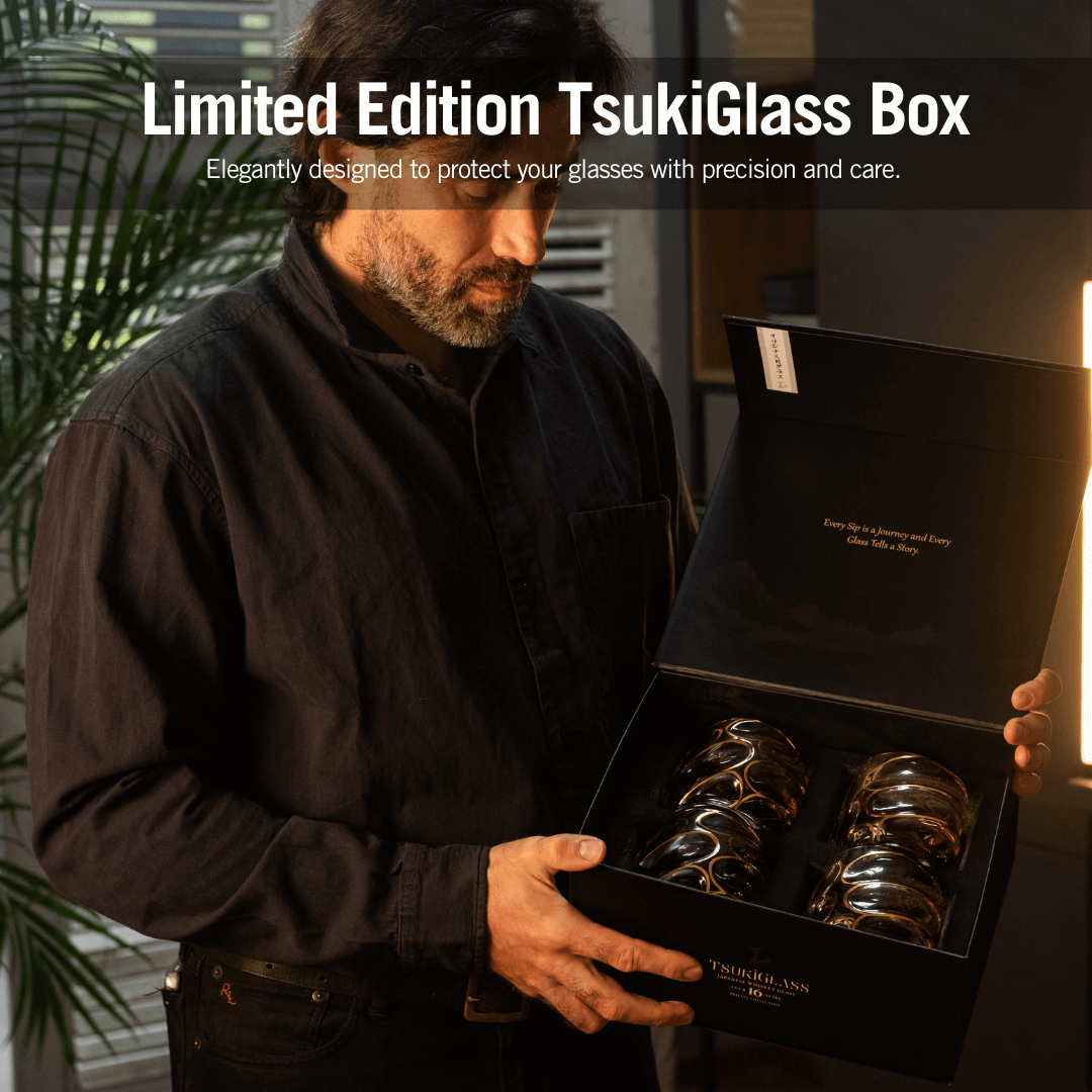 Gold Line Storm Japanese Crystal Whisky Glass TsukiGlass