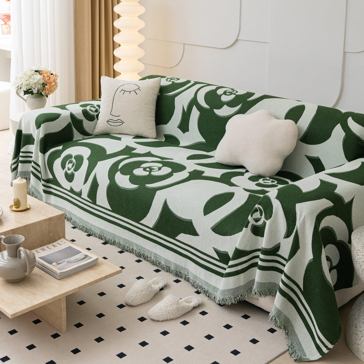 Chenille Sofa Cover Blanket, Couch Cover Blanket Throws for Couches Living Room Furniture Throw Covers