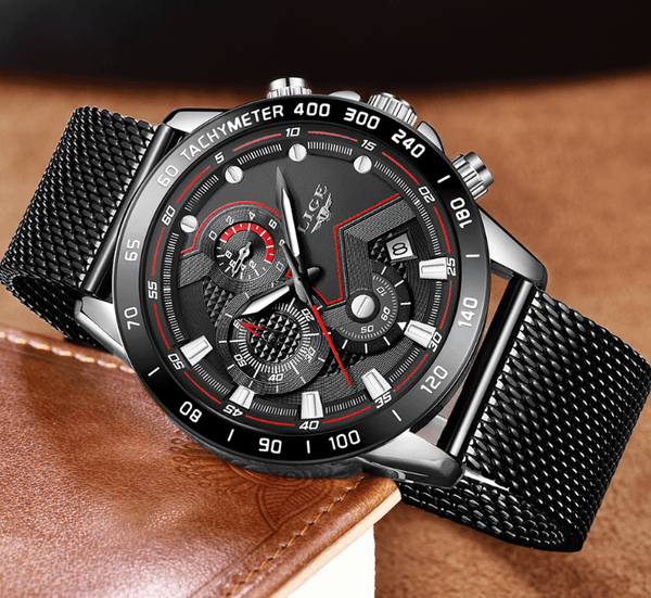 Men's Sports Waterproof Watch With  Stainless Steel Bracelet Unique Design Perfect Gift For Your Man