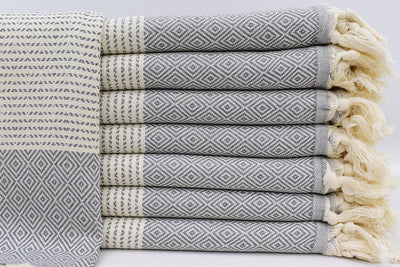 Dotty Diamond Grey Turkish Towel