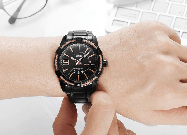 Men's  Luxury Stainless steal Waterproof Watch With Day And Date Display Unique Design Perfect Gift In Modern Metal Men  Wrist Watch Design