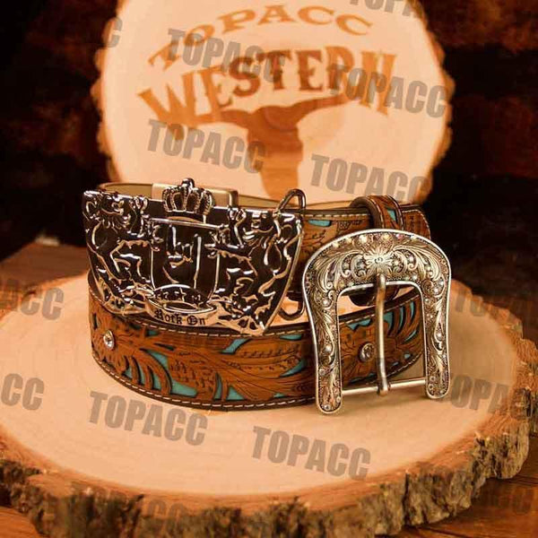 Turquoise Belt with Vintage Lighter Buckle - Gifts for You 'n Me