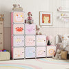 12 Cube Kids Wardrobe Closet with Hanging Section and Doors-White and Pink