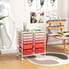 12-Drawer Rolling Storage Cart with Removable Drawers and Lockable Wheels-Pink