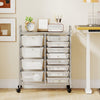 12-Drawer Utility Rolling Cart with Drawers Multi-Use Storage-Transparent