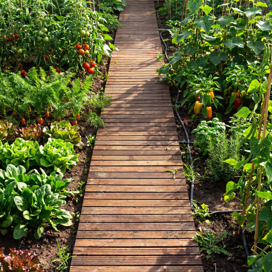12 FT Wooden Garden Pathway 22 Inches Wide Outdoor Roll out Straight Walkway-Brown