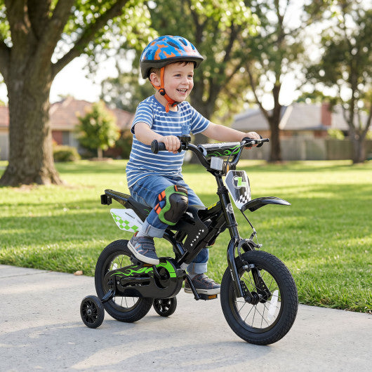 12 Inch Kids Bike Motorcycle-Inspired for Boy Girl Ages 3-4 Years-Black