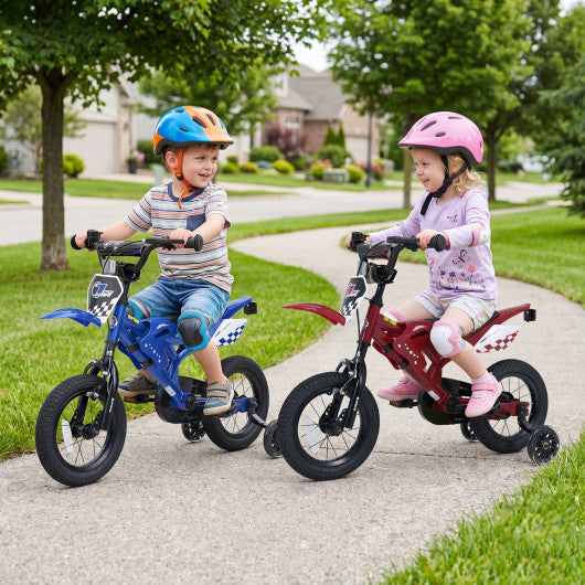 12 Inch Kids Bike Motorcycle-Inspired for Boy Girl Ages 3-4 Years-Blue