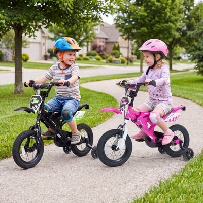 12 Inch Kids Bike Motorcycle-Inspired for Boy Girl Ages 3-4 Years-Pink