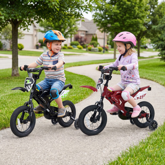 12 Inch Kids Bike Motorcycle-Inspired for Boy Girl Ages 3-4 Years-Red