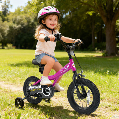 12-Inch Kids Bike with Removable Training Wheels Pink-Brave Hero