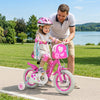 12 Inches Girls Bike with Front Bag and Streamers for 3-4 Years Pink