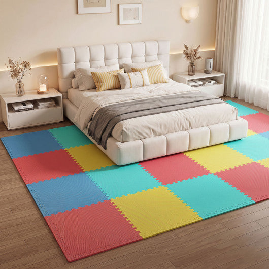 12 Pack Non-Slip Protective Interlocking EVA Foam Floor Tiles-Multicolor