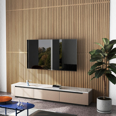 12-Pack PVC Slat Wall Panels for Interior Wall Decoration for Living Room and TV Background-Walnut