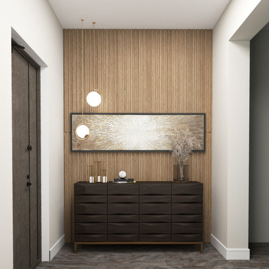 12-Pack PVC Slat Wall Panels for Interior Wall Decoration for Living Room and TV Background-Walnut