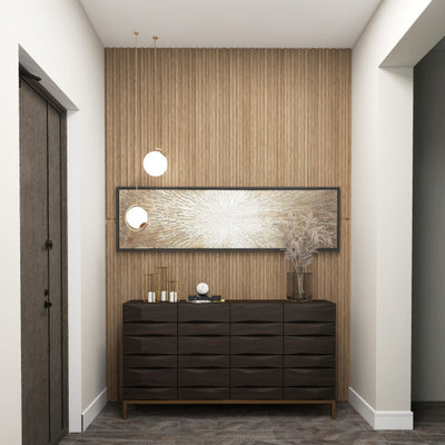 12-Pack PVC Slat Wall Panels for Interior Wall Decoration for Living Room and TV Background-Walnut